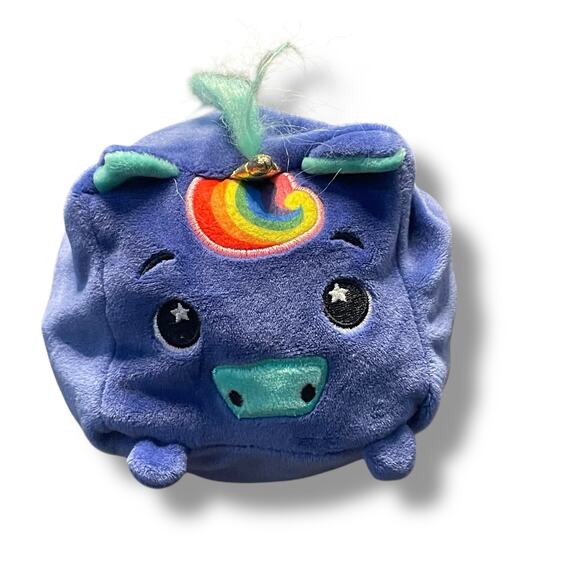 Moosh Moosh Plush Unicorn Reversible Raindrop Rainbow Squared Flip Em Animal 4" - Picture 7 of 10